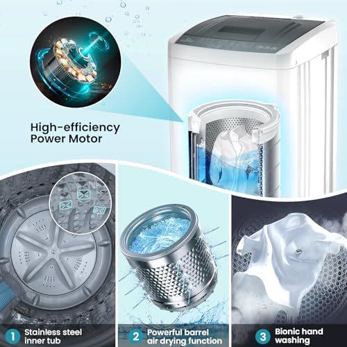 Nictemaw Portable Washing Machine 20Lbs, 2.8Cu.ft Full Automatic Portable Washer with 10 Wash Programs, LED Display & Drain Pump, Compact Clothes Washer for Apartments, Home, RV, Dorm - Image 5
