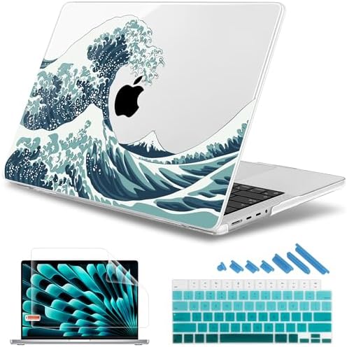 May Chen for 2026 MacBook Pro 14-inch M5 M4 M3 M2 M1 Pro/Max Chip, Release 2026 2025-2021, Model A3427 A3426 A3434 A3112 A3401 A3185, Plastic Hard Shell with Keyboard Cover, Great Wave