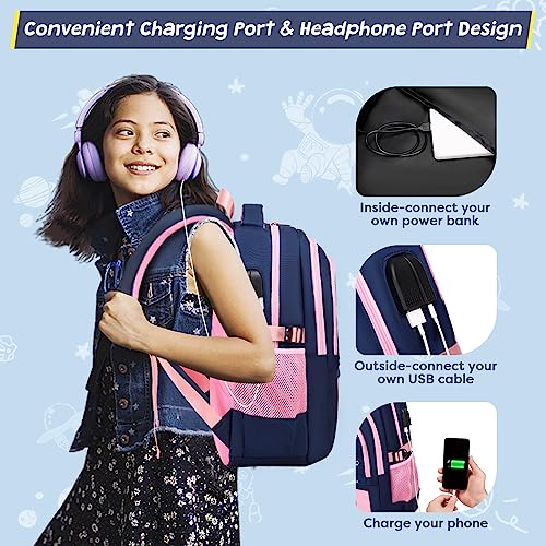 Image of ACESAK Astronaut Backpack for Girls - Girls Backpack with Lunch Bag