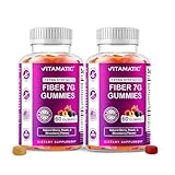 Vitamatic Prebiotic Fiber Gummies for Adults – 2 Pack (Total 120 Gummies) 7g Fiber per Serving | Extra Strength | Zero Sugar Added | Pectin-Based | Digestive Health & Regularity Support