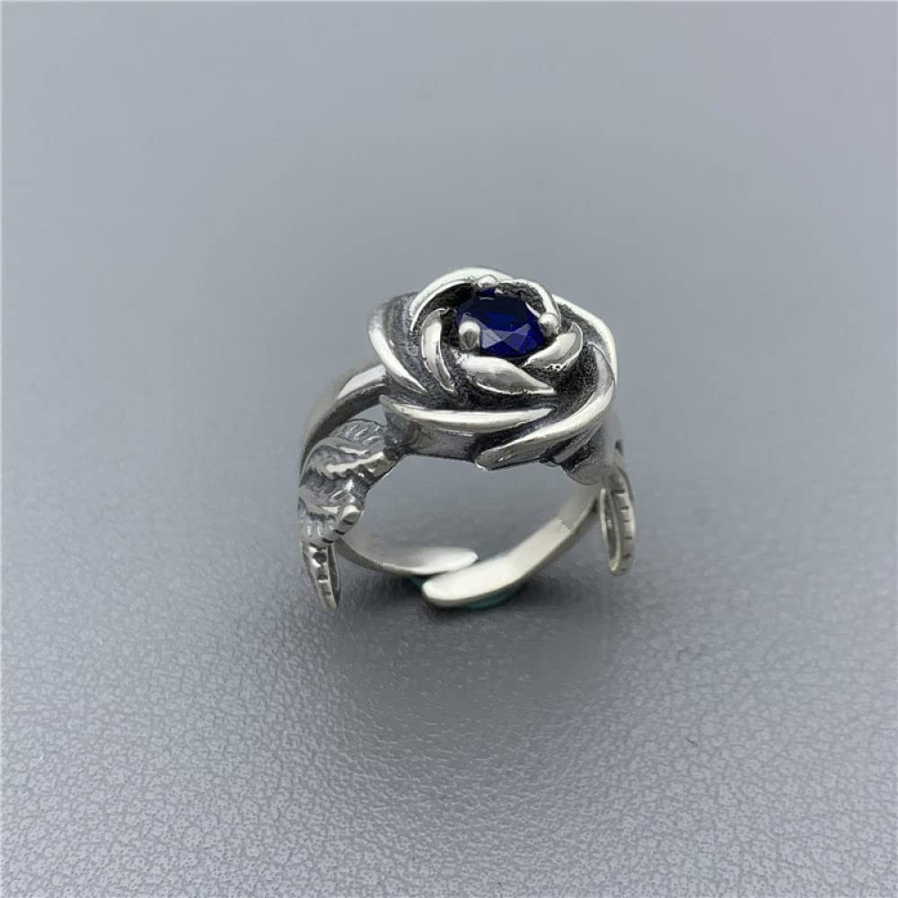 Anello Regolabile,S925 Anello In Argento Sterling Con Fiore Di Rosa Anelli Regolabili Anello Aperto Retrò In Argento Anello Per Il Pollice Anello Per Eternità Fascino Di Nozze Gioielli Regali Per