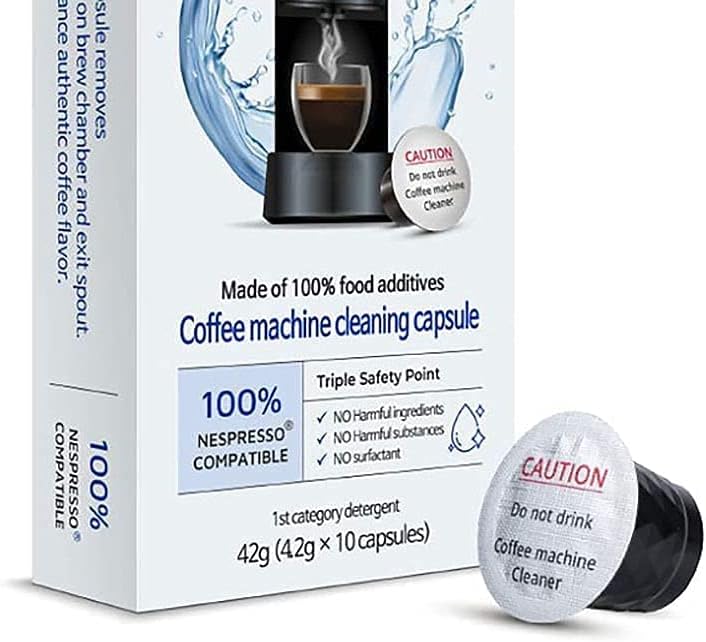 YEGEE Espresso Machine Cleaning Capsule – 10Pcs Cleaning Capsules Compatible with Nespresso – Natural Food-Grade Carbonated Bubble Cleaning Pods – Easy to Use and Safe: Home & Kitchen