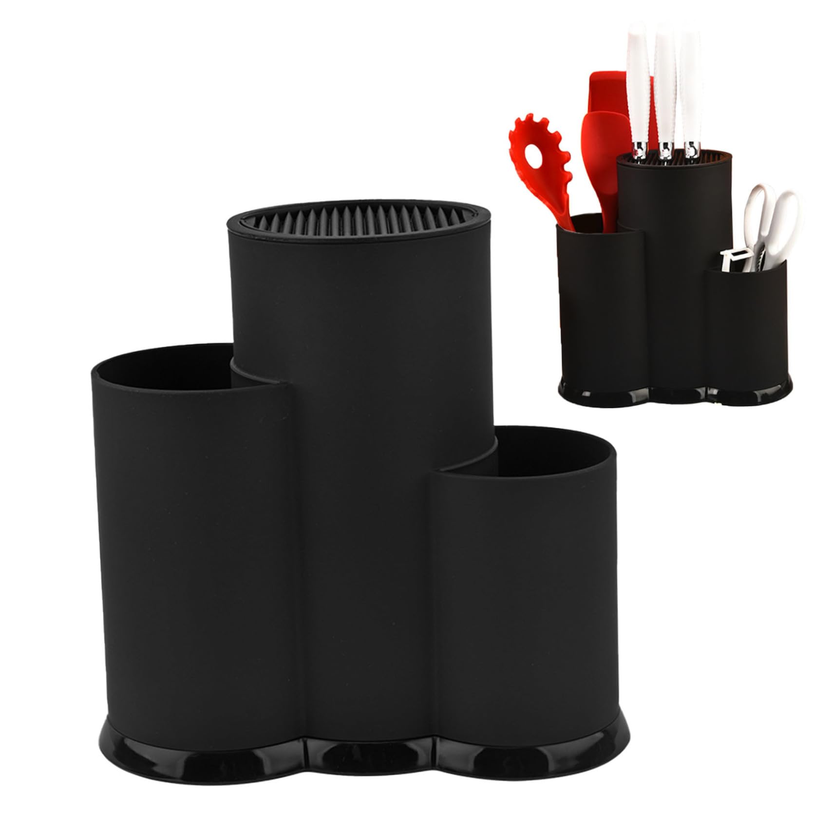 Knife Set with Block Plastic Round Knife Block Without Knives 3 in 1 Kitchen Holder Space-Saving Holder Detachable
