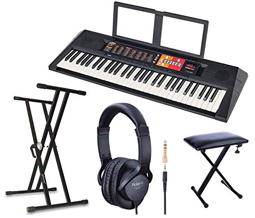 YAMAHA PSR-F51 Pack Soporte Tijera + Auriculares Roland + Banco Piano