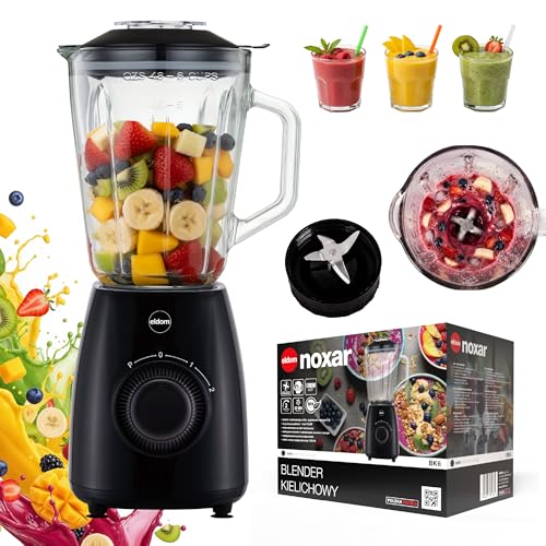 BK6 Blender 1000 W en verre avec fonction Ice Crush, mixeur Ă smoothie 1,8 l, 2 vitesses + impulsion, couteau en acier inoxydable, 22 000 tr/min, sans BPA, mixeur pour smoothies, soupes et glaces