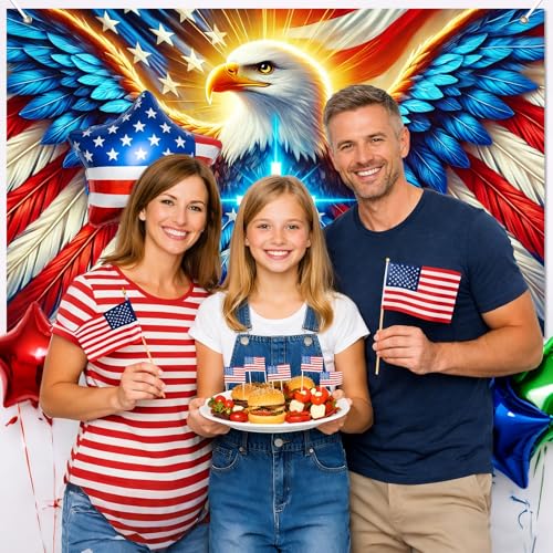 Image of BlissYard 4th of July Decorations 71 x 43 Inch America Independence Day Banner US Flag Bald Eagle Patriotic National Holiday Backdrop Veterans Day Memorial Day Theme 4th of July Party Decorations