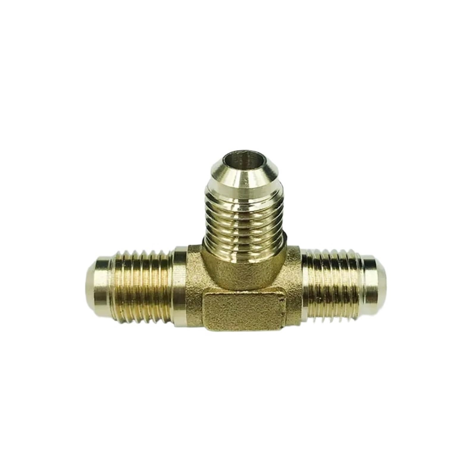 Lkhripma One Color Fit 1/4" 3/8" 1/2" 3/4" Tube Sae-Standard Flare Connector Brass Tee 3 Ways Pipe Fitting Connector Adapeter For Air Conditioner(No Nut,15.88Mm 5L8 Inch_tee)