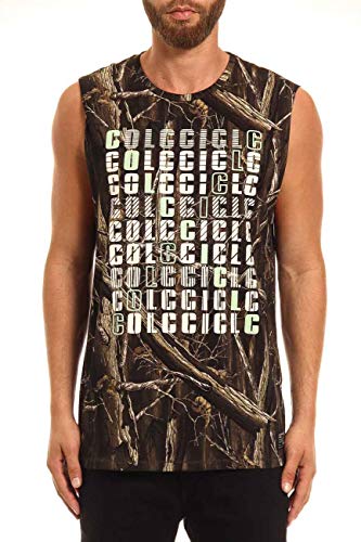 Blusa Regata Estampa Galhos e Logomania, Colcci, Masculino, Marrom/Verde/Branco, GG