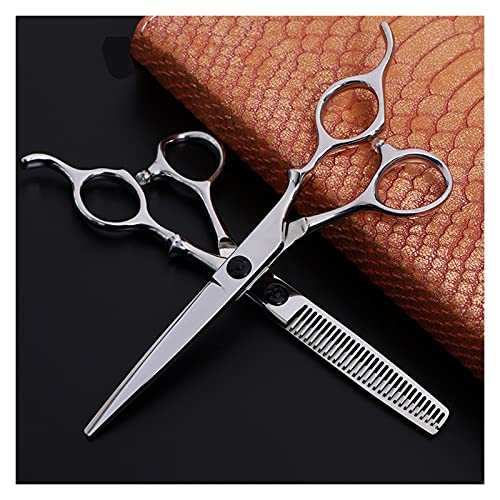 Tijeras para cortar el cabello, juego de dientes de corte plano, mango anudado de 6,0 pulgadas de alto, kit de corte de cabello para peluquería, barbería y flequillo