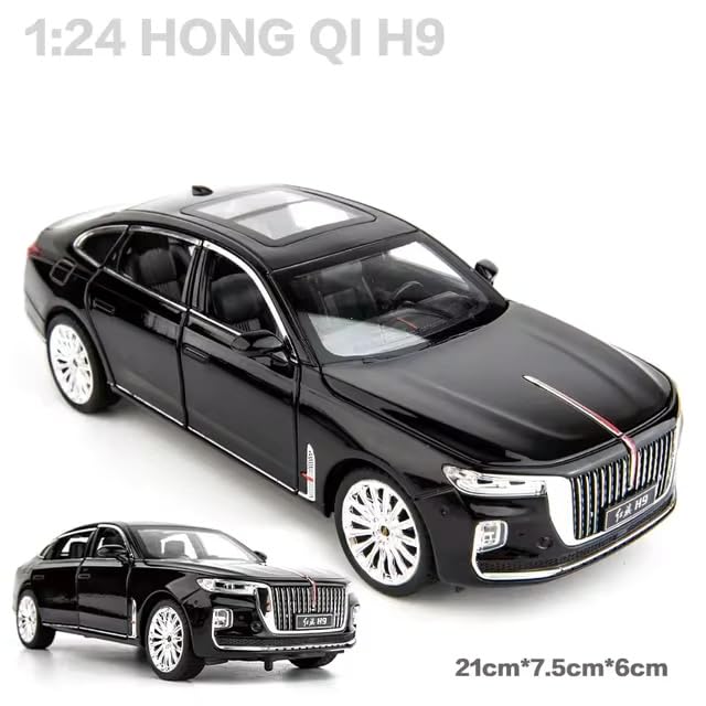 Image of Alokik Enterprise Compatible for 1:24 HONGQI Red Flag H9 Toy Car Model, Diecast Collectible Pull Back Model Car with Sound and Light, Toy Gift Vehicles for Adults Kids Boys Girls【Color As Per Stock】