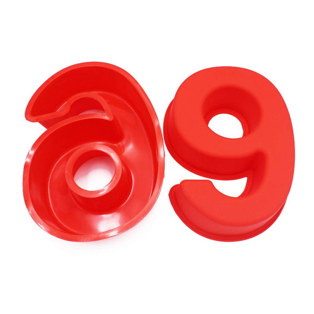 Fdit 2PCS 10 Pouces 6 et 0 Chiffres Moule à Gâteau en Silicone Bricolage Moule de Cuisson en Silicone à Gâteau en avec Matériau Antiadhésif de qualité Alimentaire pour (rouge)