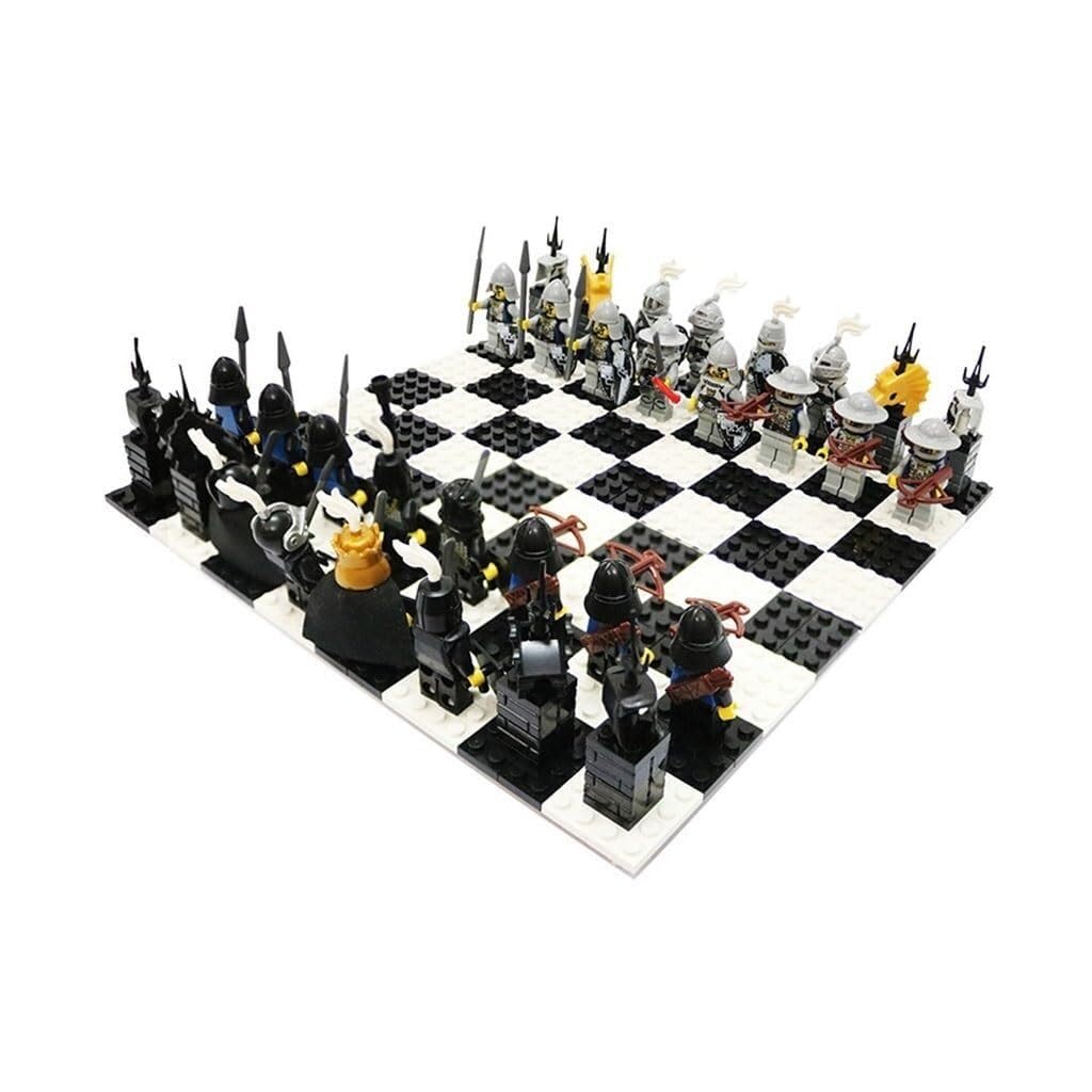 Bloque de construcción juego de ajedrez DIY Golden Knight vs. Esqueleto de