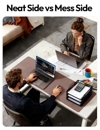 Image of YSAGi Leather Desk Protector, Office Mat, Large Mouse Mat, Non-Slip PU Leather Blotter, Laptop Desk, Waterproof Writing Pad for Office and Home (Chocolate, 47.2 inch x 23.6 inch)