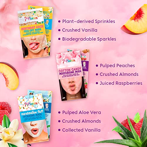 7th Heaven Sweet Treats Face Mask Skincare Set, Pack of 3 – Birthday Cake Peel Off Mask, Cotton Candy Moisturising Mask & Marshmallow Fluff Hydrating Mask – Moisturise & Hydrate Skin - Image 5