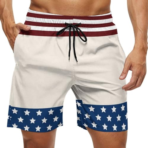 Mens American Flag Summer Beach Short Casual Swimming Board Shorts