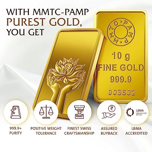 Image of MMTC-PAMP 999.9 24k Lotus Pure 10 gm Gold Bar