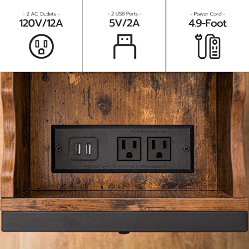 Hoobro End Table With Charging Station, Narrow Side Table, Flip Top Nightstand With Usb Ports And Outlets, Bedside Tables With Shelf For Small Spaces, Living Room, Bedroom, Rustic Brown Bf341Bz01 #TOP4