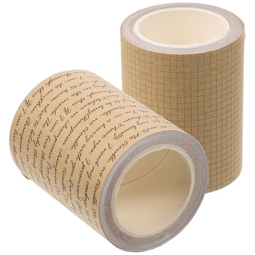 Milisten Cinta Adhesiva de Papel Kraft 60 Mm X 3 M Vintage para Manualidades y Bricolaje, 2 Rollos Reposicionables y Fáciles de Rasgar para Decoración de Agendas, Cuadernos y Papelería