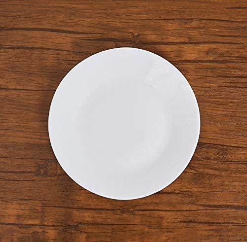 LaOpala Diva Cosmo Ceramic Plain Quarter Desert, Salad Plate Set of 6 pcs (White, 7.5 inch)