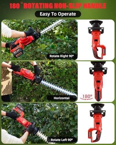 Image of Cordless Hedge Trimmer with Rotatable Handle for MWK M18 18v Battery,20'' Brushless Motor Trimmers Battery Powered, Electric Hedge Trimmer Cordless Bush Trimmers (Battery Not Included)