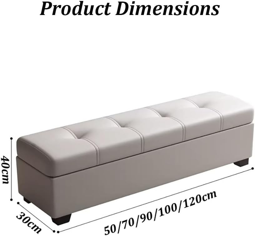 Storage Bench Ottoman Versatile Seating with Hidden Storage End of Bed Bench Bench for Bedroom Living Room Entryway(Green,50x30x40cm)