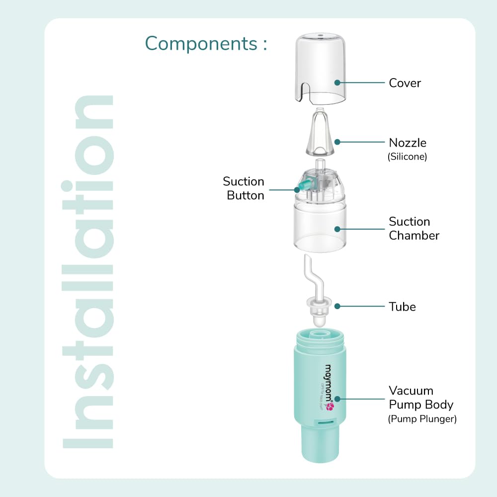 Maymom Aspiratore nasale manuale per neonati e bambini, 3 livelli di aspirazione regolabili, punta in silicone morbido, uso con una sola mano, rimozione del muco, facile da pulire, sollievo dalla