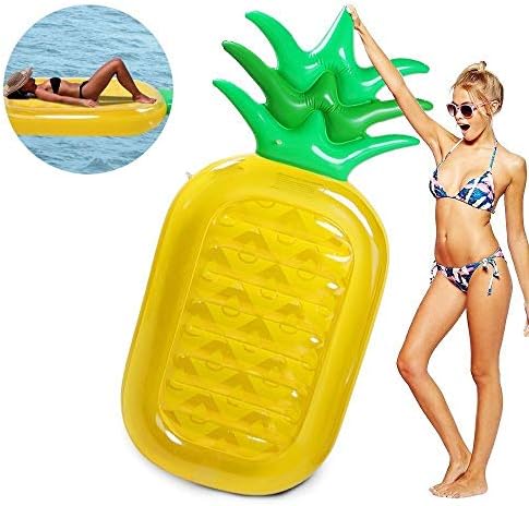 LetsFunny Pineapple Pool Floats Outdoor Swimming Pool Party Lounge Raft Decorations Toys Games Float with Rapid Valves for Adult and Kids (75")