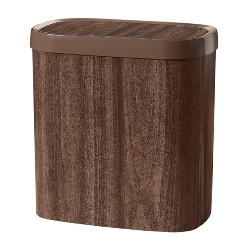 Poubelle étroite 9l Healvian effet bois vintage avec couvercle pour chambre et bureau