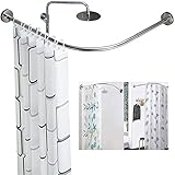 【Barra de ducha de esquina de longitud ajustable】 Para satisfacer las diferentes necesidades de los clientes, tenemos 4 modelos.Esta barra de ducha también viene adecuada para apartamentos individuales, vestuarios, guardarropas Diseño curvo en forma de L que se adapta a cualquier área. (70-95cm * 70-95cm) (70-95cm * 90-130cm) (90-130cm * 90-130cm) (70-95cm * 105-165cm). Mide el tamaño requerido al hacer el producto.