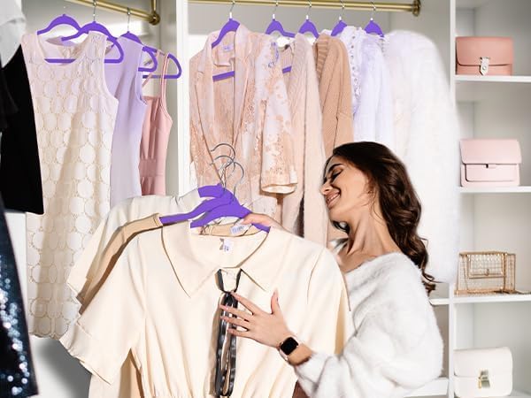 Image of Slim Plastic Hangers for Clothes - Heavy Duty Non-Velvet Hangers with 360 Swivel Chrome Hook & Non Slip Notches - Ideal for Dresses Coats Shirts Jackets & More (Standard, 36)