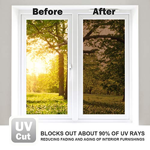 WPCTEV One Way Mirror Window Film Daytime Privacy Heat Control Film Solar Film Non-Adhesive Window Tint for Home and Office Brown & Silver 6 Mil 35.4 Inch x 13.1 Feet