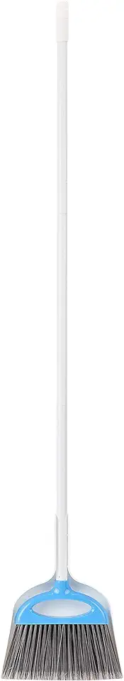 Amazon Basics Dustpan Broom Set with Easy Assembly and Long Handle, Blue and White