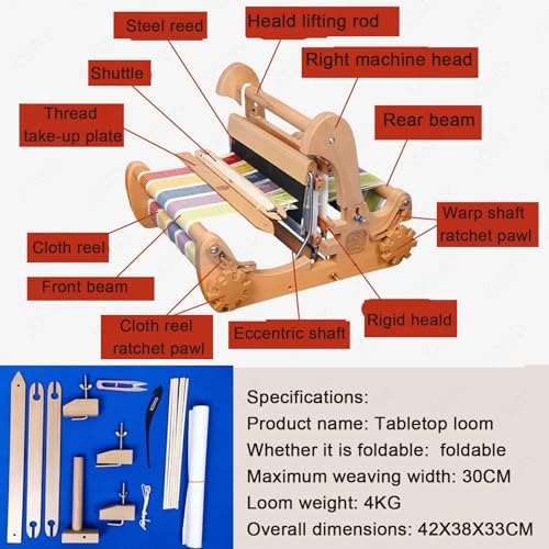 Webstuhl-Set, 300 mm, Holz, Handwebstuhl für DIY-Projekte, ideal zum Erstellen von Untersetzern, Platzsets, Tischläufer und Stofftaschen
