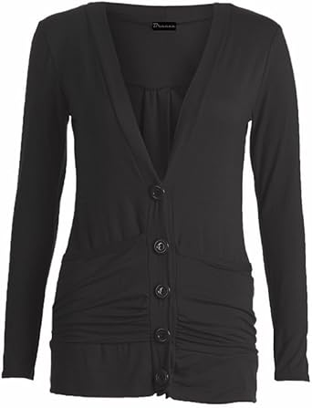 Women's Ladies Ruched Button Boyfriend 