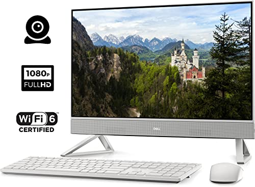 Image of Dell Inspiron 5410 All-in-One Desktop, 23.8'' FHD IPS Touchscreen, 12th Gen Intel Core i5-1235U, 12GB RAM, 256GB SSD + 1TB HDD, HDMI, RJ-45, 1080p, Wireless KB&Mouse, Wi-Fi 6, Windows 11 Home, White