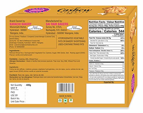 Image of Karachi Bakery Cashew Biscuits, 400g (Pack of 3)