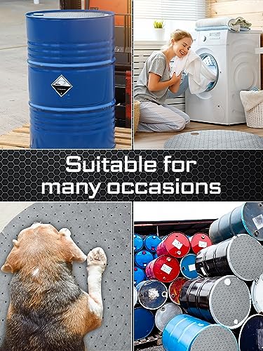 Image of Frienda 25 Pcs Drum Top Oil Absorbent Pads for 30 Gallon Drums Barrel Absorbent Pads Mat 17.7 inch Diameter Lid Oil Mat with Bungs 0.75 inch and 2 inch Diameter(Gray)