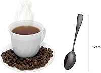 Vista 2 de Demitasse - Cucharas de café expreso, mini cucharas de café de acero inoxidable, cucharas pequeñas para postre, té, juego de 6 unidades (negro)