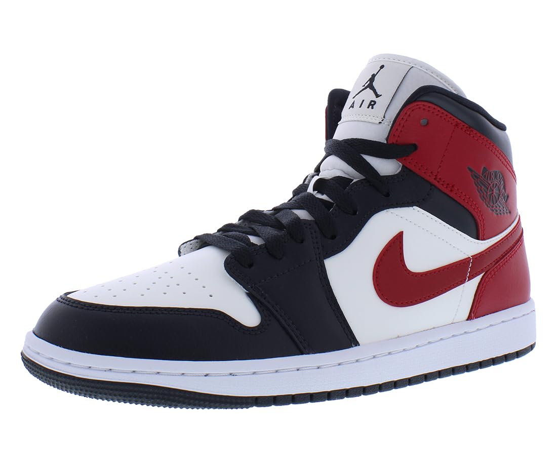 Nike Air Jordan 1 Mid Womens Shoes Size 12, Color: Sail/Off Noir/White/Gym Red