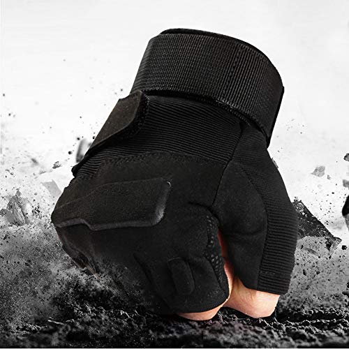Tirain Military Half Finger Fingerless Tactical Airsoft Hunting Riding Cycling Gloves (M, Black)