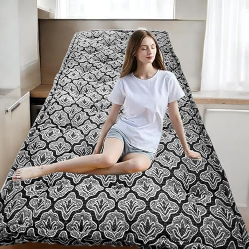 Image of Adim's Soft Cotton Box Quilt Mattress | Mattress Offers a Combination of Comfort, Durability and Style,Making it an Excellent for a restful Night's Sleep (Brown Jacquard Design, 36X72 X5 Inches)