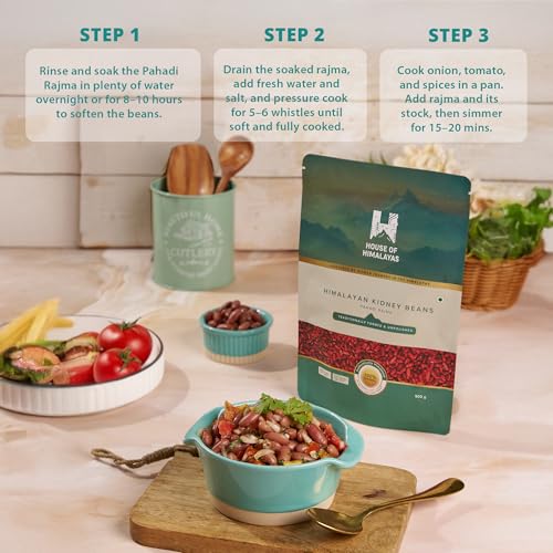 Image of House of Himalayas Pahadi Rajma, Red Kidney Beans from Uttarakhand, Creamy Texture, Nutty Flavour, High Protein and Fibre, Organic and Unpolished, 500g