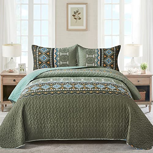 Parure de lit géométrique verte pour sublimer votre chambre moderne