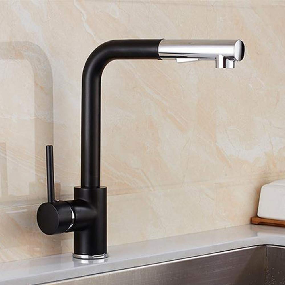 Robinet de cuisine extractible noir pour éliminer les éclaboussures et le calcaire