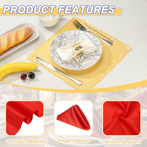Servilletas de satén rojo para decorar tus mesas en cenas y banquetes inolvidables 4
