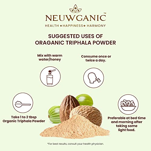 Image of Organic Triphala Powder - 200 Gm - India Organic and USDA Certified - Triphala Churna Powder - Quick Acidity & Gas Relief - Pack of 3