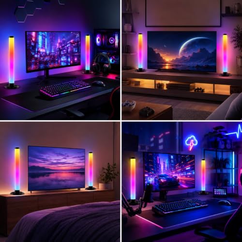 Image of One94Store RGB LED Gaming Light Bars (2 PCS) | Smart Ambient Lights with App, Remote & Button Control | Music Sync | Dimmable Color Changing Light for TV, PC, Gaming Room, Bedroom & Party Decor