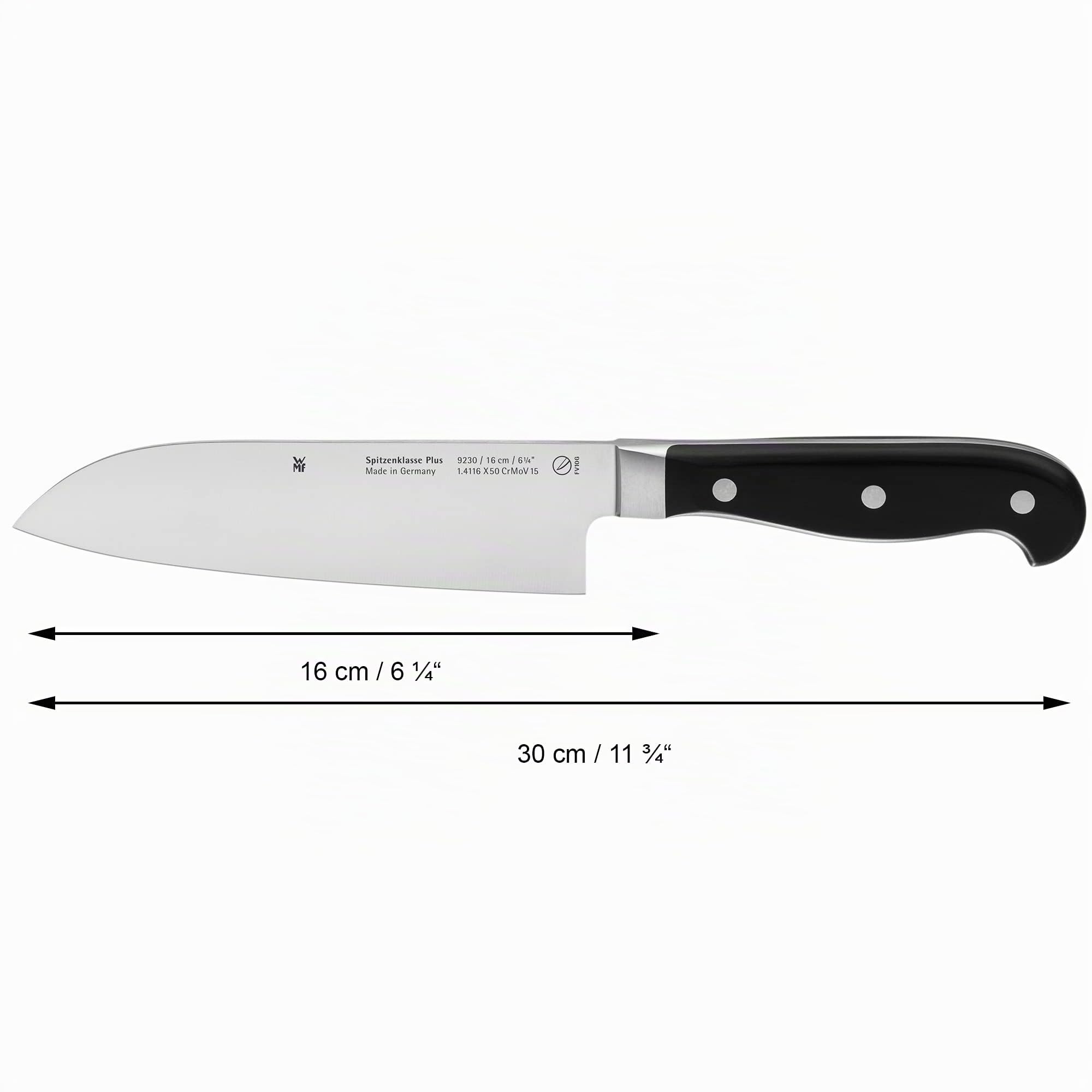 WMF Spitzenklasse Plus Santoku Messer 30 cm, Küchenmesser, Made in Germany, Messer geschmiedet, Performance Cut, Spezialklingenstahl, Klingen 16 cm