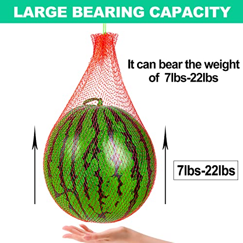 zaugontw resuable nylon mesh bags hanging watermelon nets bags thicker reusable fruit net bag for hanging watermelon honeydew melon vegetables 12pcs