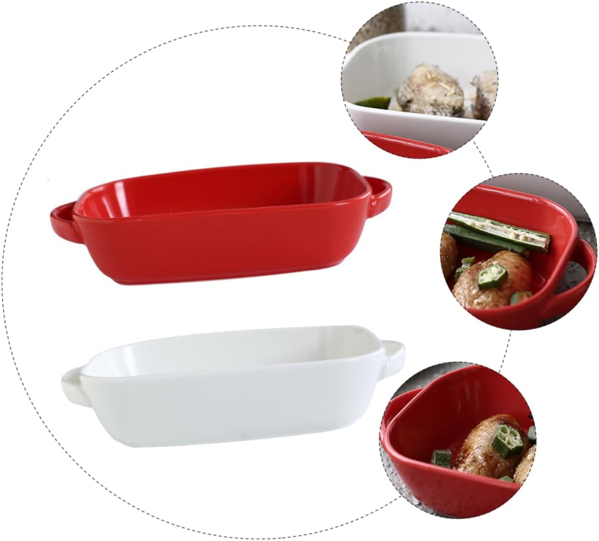 2Pcs Heat Resistant Baking Tray Ceramic Gratin Dish for Oven Use for Cheesecakes and Casseroles Baking Lovers